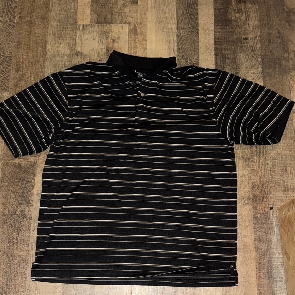Swing in Style: Men's XL PGA Tour Black/White Striped Golf Polo